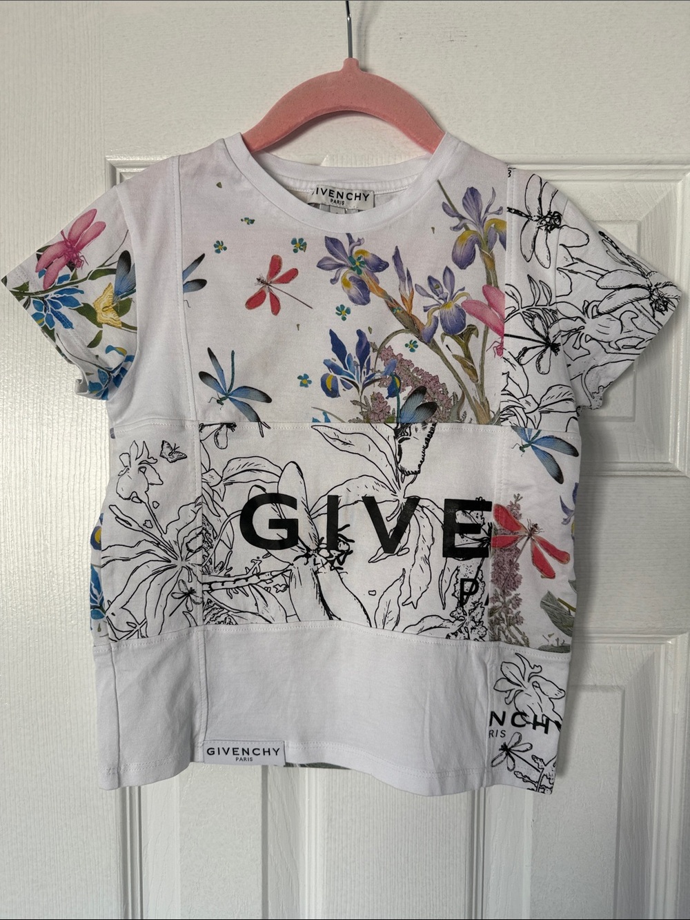Givenchy White Floral & Dragonfly Print Kids Tee